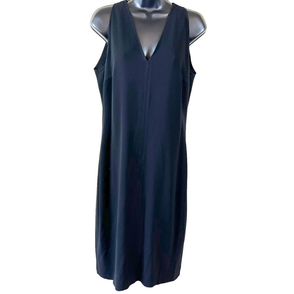 Max Mara Black Fit and Flare Dress V neck Sleeveless